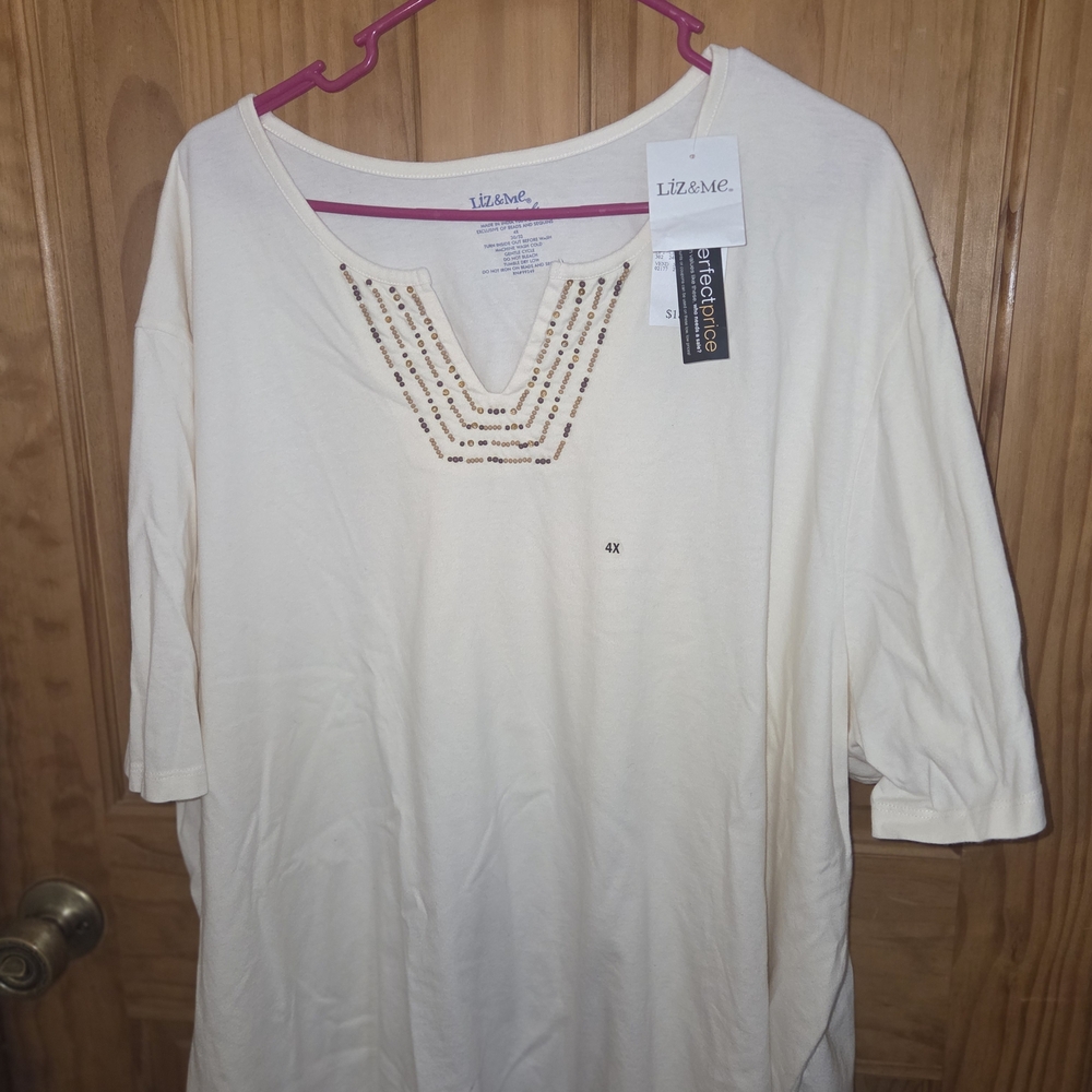 Catherine Cream Embellished Women's Top Liz & Me